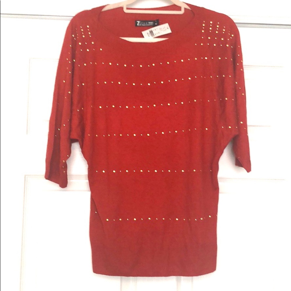 ✨NWT✨ red sweater with gold dot embellishments